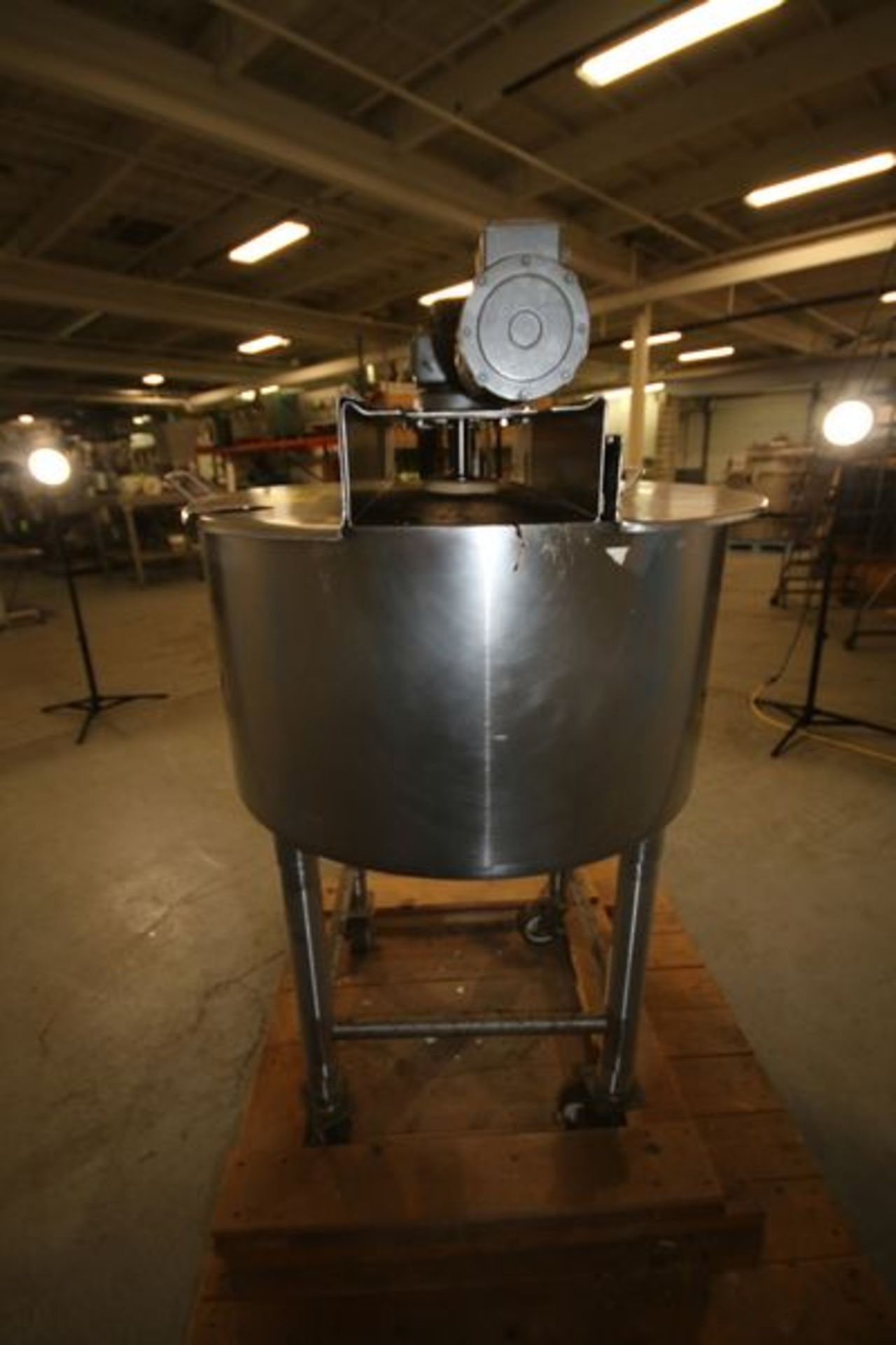 Chester-Jenson Aprox. 80 Gal S/S Jacketed Tank, S/N 9715-P, Cone-Bottom, On S/S Legs and Casters, - Image 5 of 5