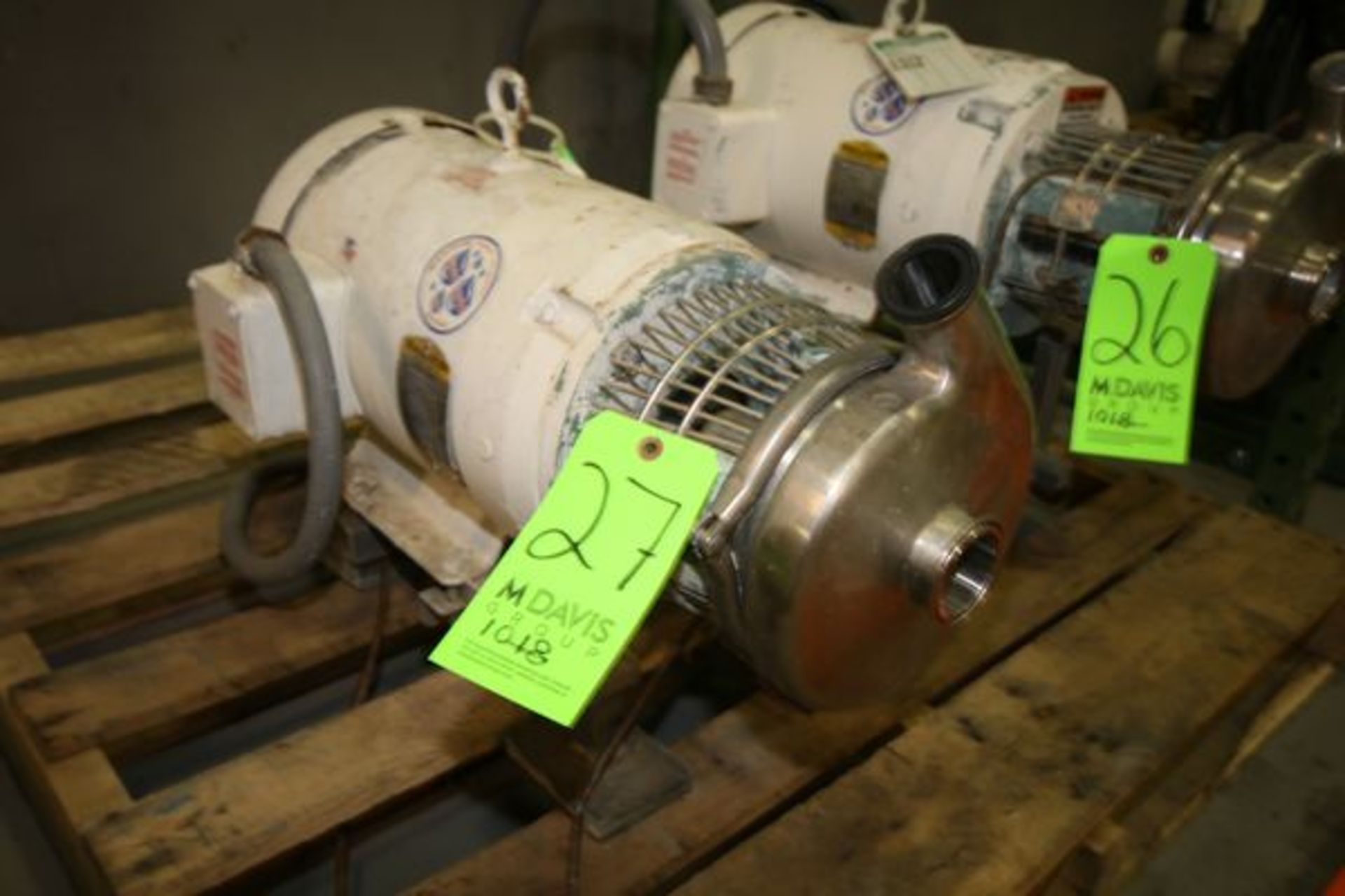 Tri-Clover 7 1/2 HP Centrifugal Pump, M/N C216MD18TS, S/N W7287, 2" x 1 1/2" S/S Clamp Type Head,