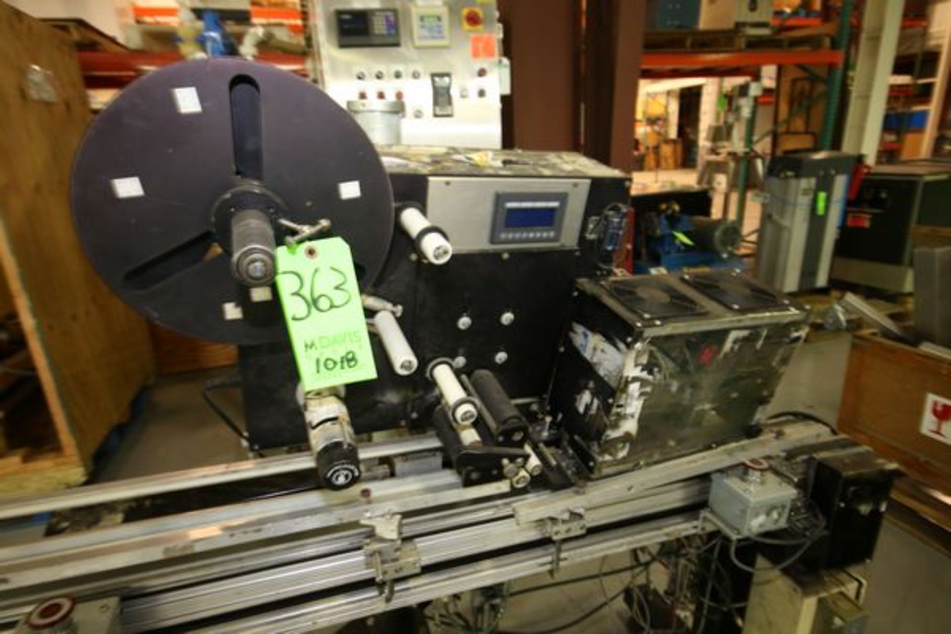 Labeling System with Conveyor, 75 In. L x 4 In. W, Mounted on Portable Frame - Image 2 of 3