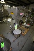 Colborne Single Piston Filler, M/N PF45000, S/N 1006-92, with 17" Dia. with (2) S/S Funnels, 1-S/S
