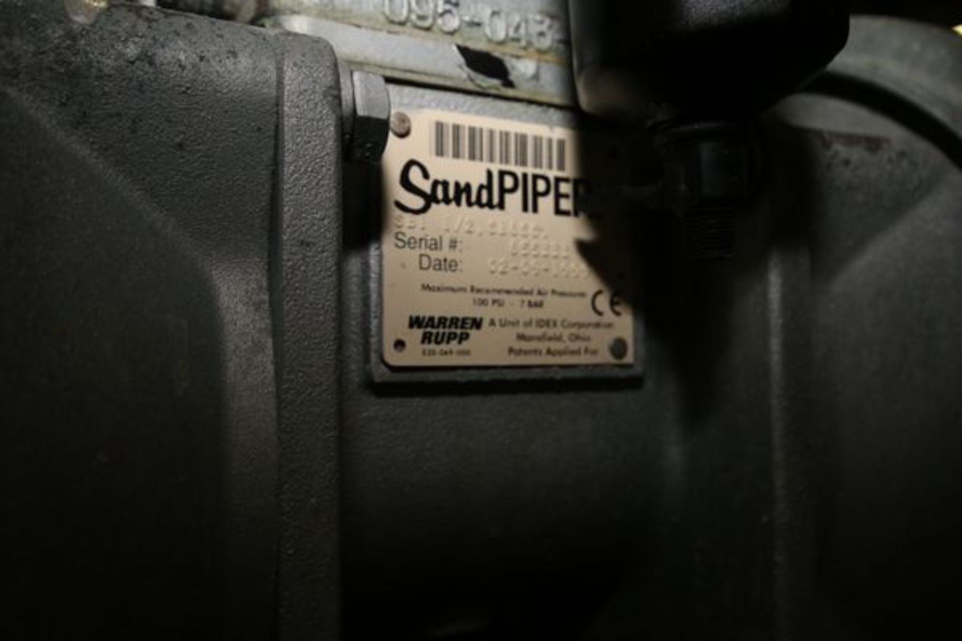 Sandpiper Diaphram Pump, S/N 655333, Max. Air Press. 100 PSI-7 Bar, 1 1/2" Clamp Type Inlet/ - Image 3 of 3