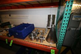 Lot of Assorted S/S Fittings, Including Elbows, Clamps, S/S Funnel, Small Vessel, and Other S/S