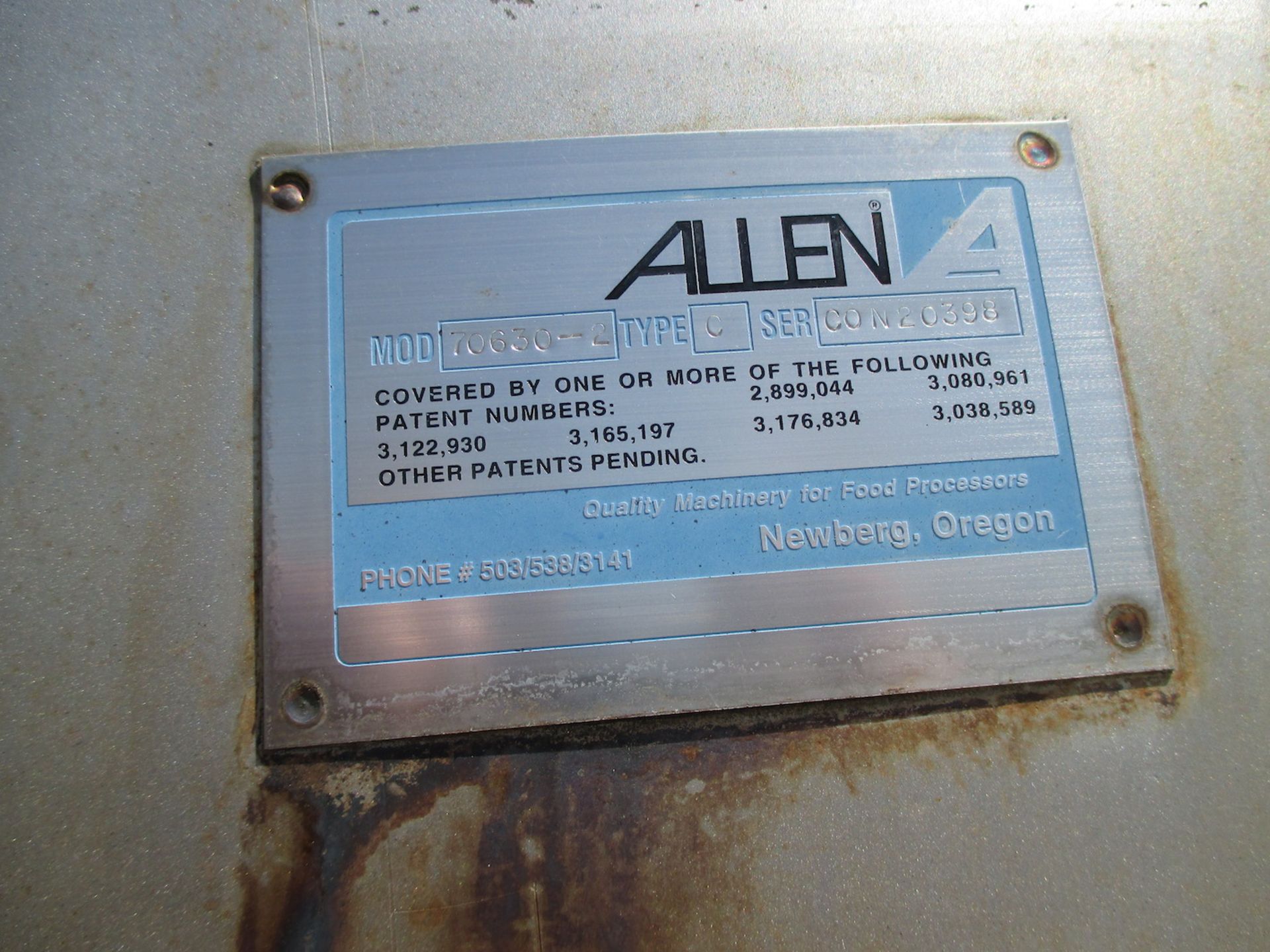 Allen Machinery Inc. Vibratory Conveyor Model 70630-2, S/N C0N20398, Type-O (# 23) - Image 3 of 5