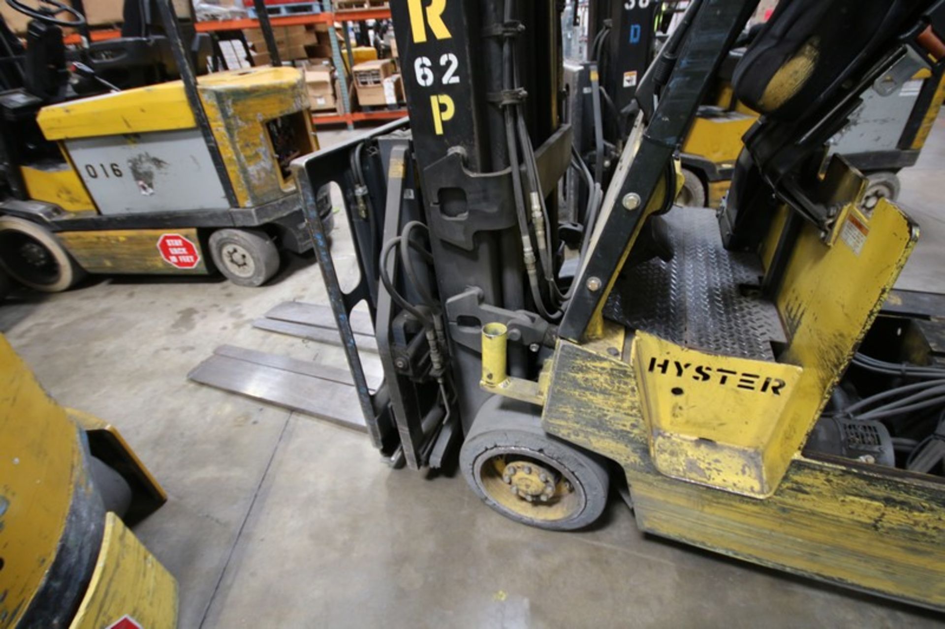 HYSTER, 3 Stage Mast Forklift, Model E50XL, Equipped with LORAN Push Pull Slip Sheet Attachment, - Image 6 of 10