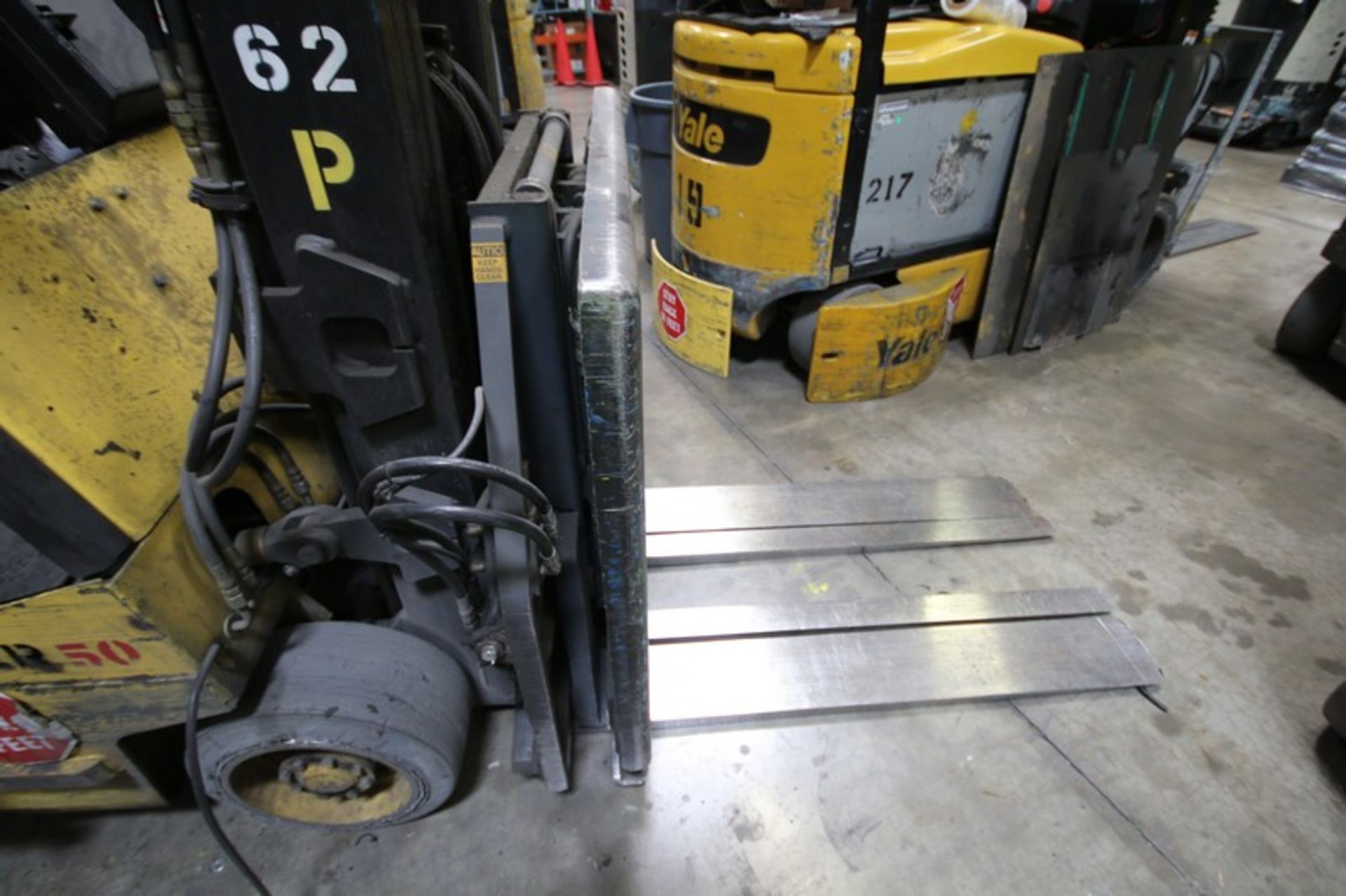 HYSTER, 3 Stage Mast Forklift, Model E50XL, Equipped with LORAN Push Pull Slip Sheet Attachment, - Image 8 of 10