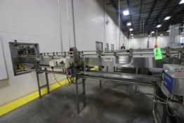 Sentry Stainless Steel Bottle Conveyer, Approx 15' L, (Note: Out-Feed from Labeler to Deceleration