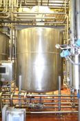 1,600 Gallon Vertical Stainless Steel Mixing Tank Single Wall, Dome Top, Dish Bottom, Stainless