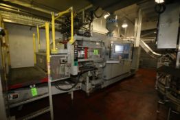 Uniloy 6-Head Half Gal. HDPE Blow Molder, Model 350R2, S/N 5112, Set-Up with Platen