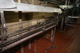 Aprox. 30 ft. L S/S Product Conveyor with 3-1/4" W Plastic Table Top Chain, Side Rails, Leg