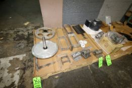 Lot of Assorted 1/2 Gal. Jug Conveyor Parts, Includes Brackets, Assemblies, Pully Wheels