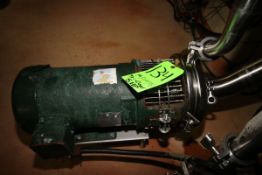 Tri-Clover 5 hp Centrifugal Pump, S/N U2727 with 2-1/2" x 1" Clamp Type S/S Head and 1745 RPM Motor,