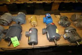 Most New Assorted Motors by Toshiba, WEG, Baldor and Emerson - (2) 1-1/2 hp, 200 V, (4) 3 hp and (2)