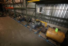 (4) Assorted 1/2 hp to 125 hp Motors by Leeson, Baldor, Reliance and Other on (11) Pallets