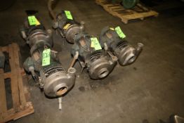 Tri-Clover 5 hp Centrifugal Pumps, Model C328 with 3" x 1-1/2" Clamp Type S/S Head and 1730 RPM