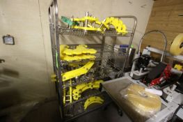 S/S Carts with Various SERAC Filler Change Parts. Includes Screw Infeed, Star Wheels, Neck Handling,