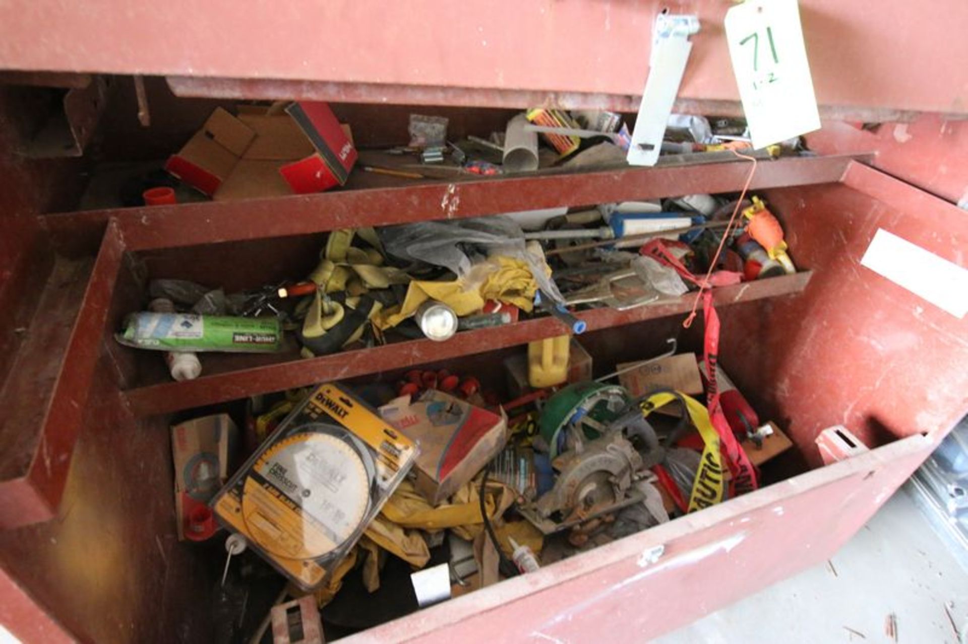 Job Boxes with Contents. Mounted on Portable Casters. Includes Electric Saw. Various Saw Blades. And - Image 3 of 7