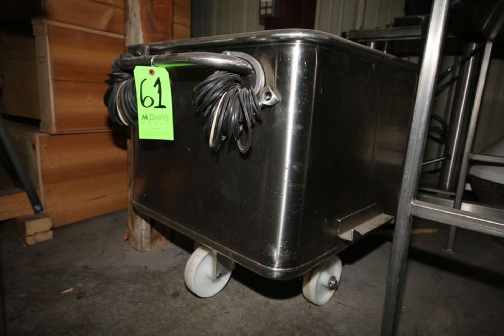 S/S Tote on Casters. Approx Dimensions: 25"L x 25" W x 19" D. Designed for Tote Lift***Located in - Image 2 of 3