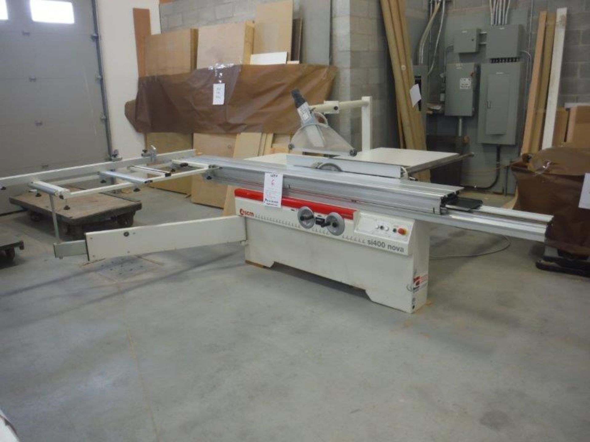 "SCM" SLIDING PANNEL SAW, MOD: S1400 NOVA, 600volts, 11 Amps, 5KA, 9HP motor, 1 HP scoring motor