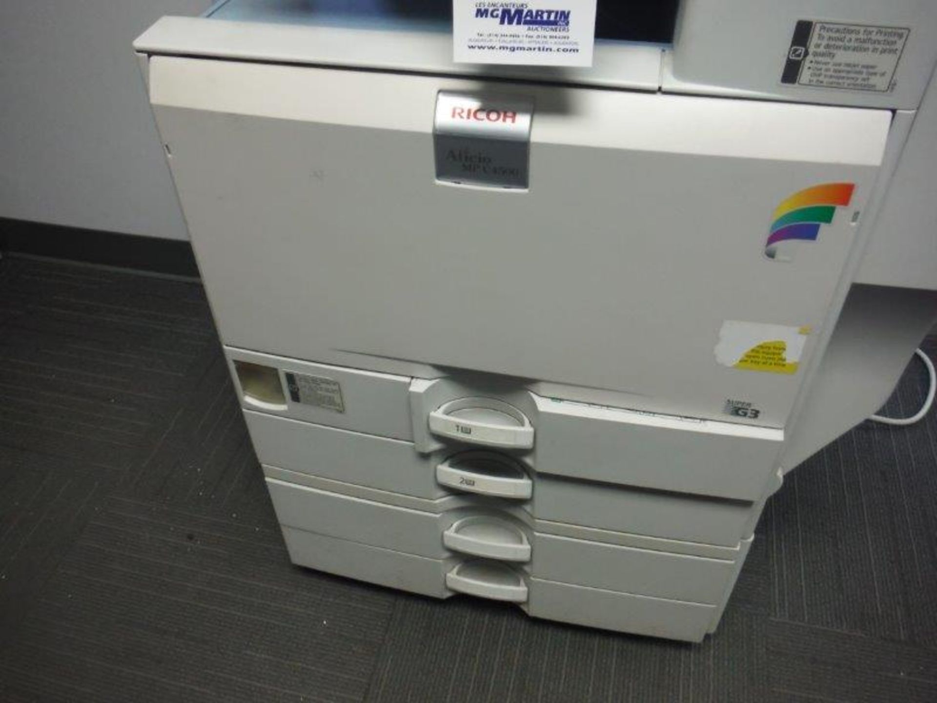 "RICOH" COLOR PHOTOCOPIER w/ 4 PAPER TRAYS # AFICO MPC4500 - Image 5 of 6