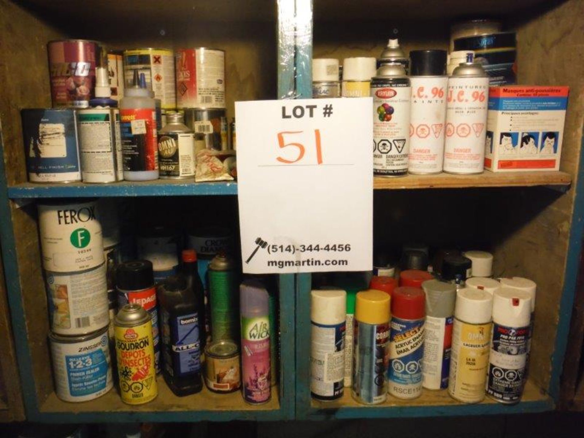 LOT: ASSORTED PAINTS, THINNERS, VARNISH REMOVER, SOLVENTS, GAS CONTAINERS, OILS, ETC… - Image 3 of 6