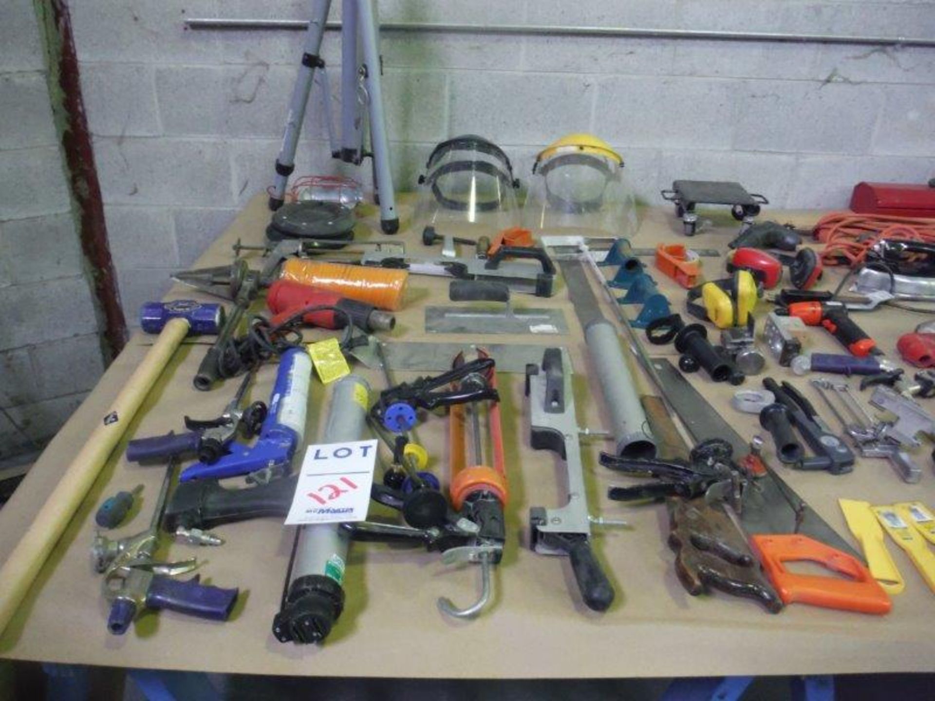 ASSORTED HAND TOOLS (LEVELS, CALKING GUNS, VISES, SAWS, ETC… - Image 2 of 3