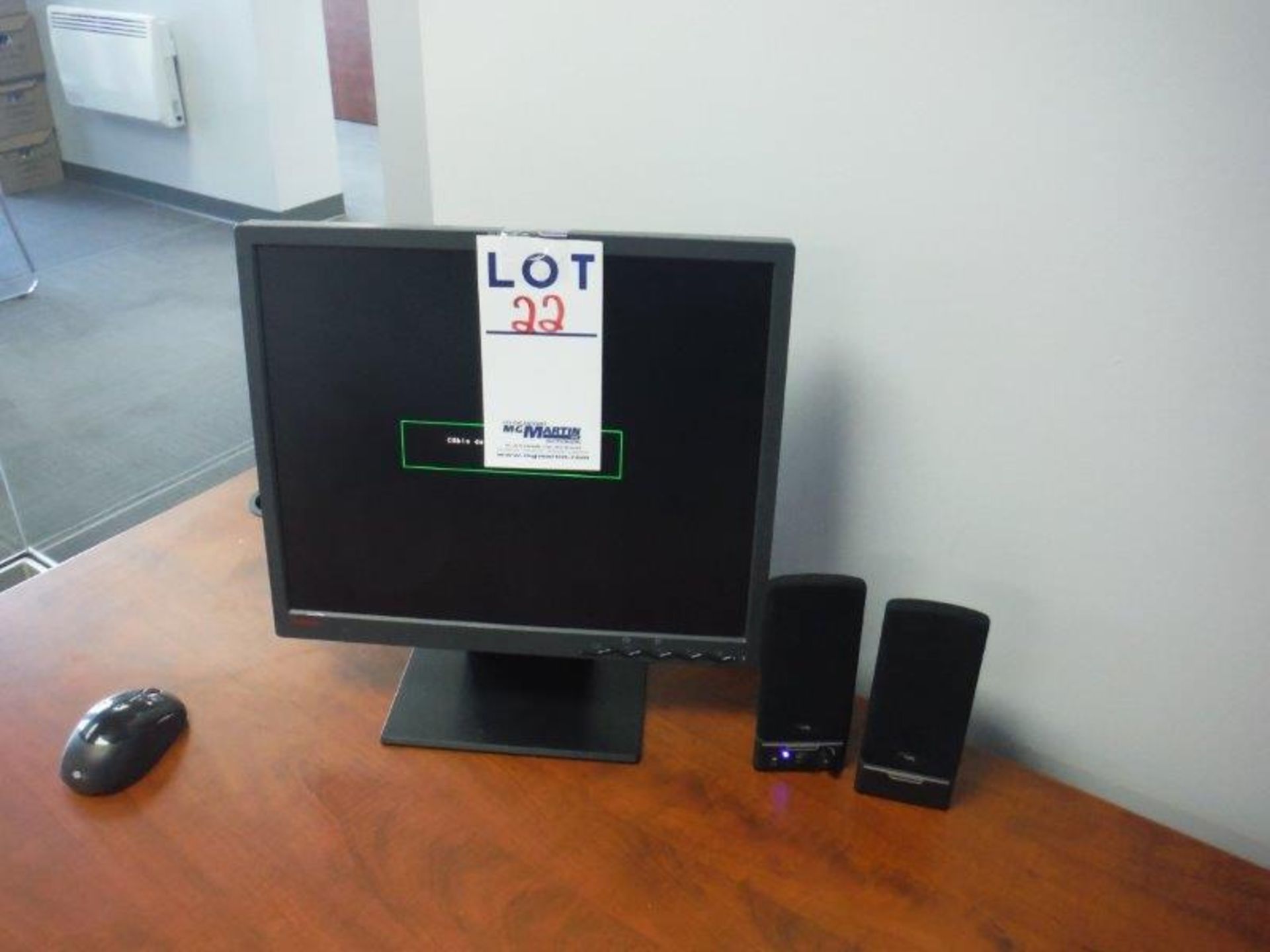 "IBM" 19" FLATSCREEN MONITOR, SPEAKERS, WIRELESS MOUSE, "HP" COLOR LASERJET PRINTER # CP 2025