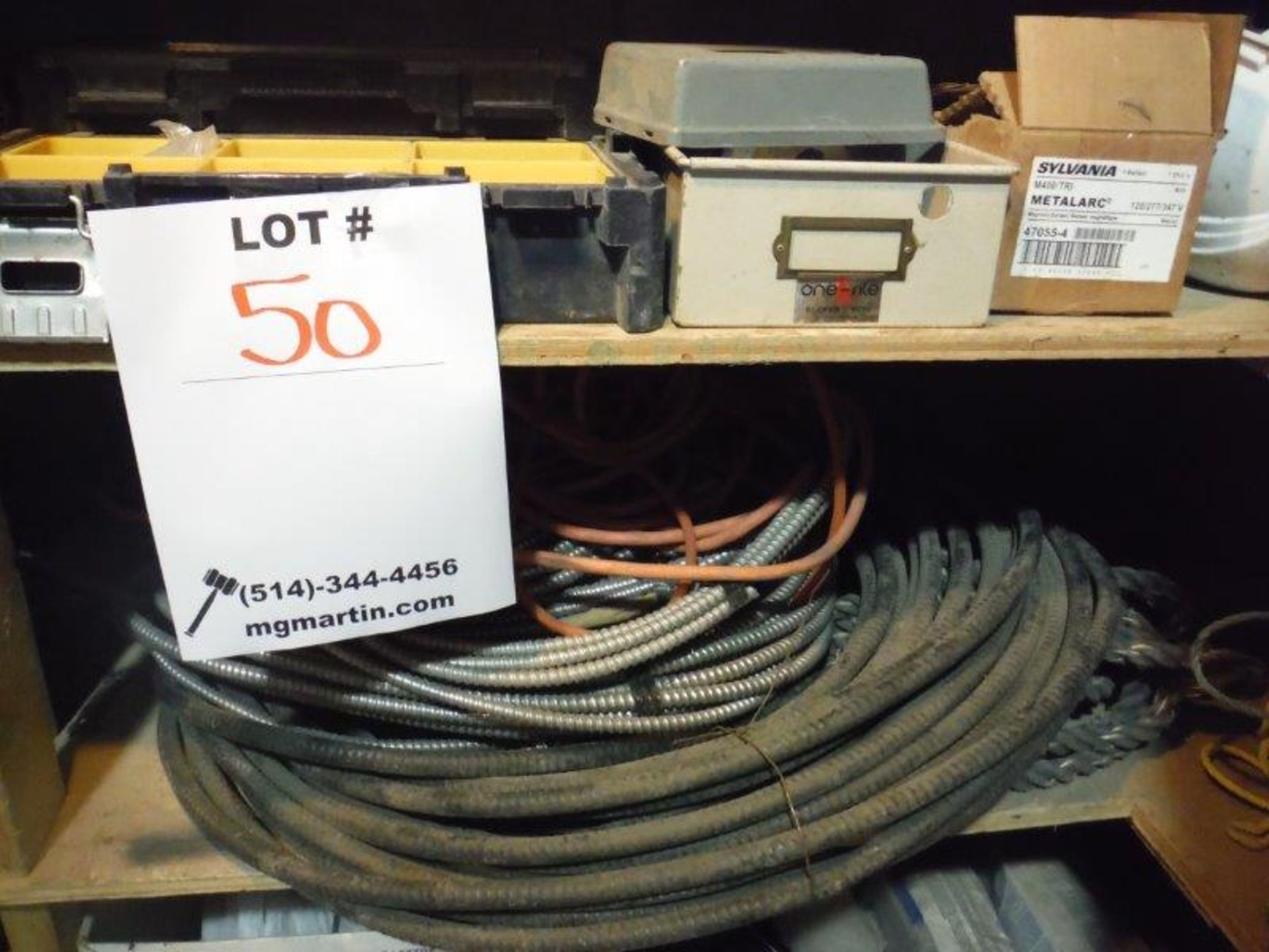 LOT: ASSORTED ELECTRICAL CABLES, CONES, MOTOR, STRAPS, ELECTRICAL WIRE, SCREWS, MAGNETIC BALLAST - Image 3 of 5