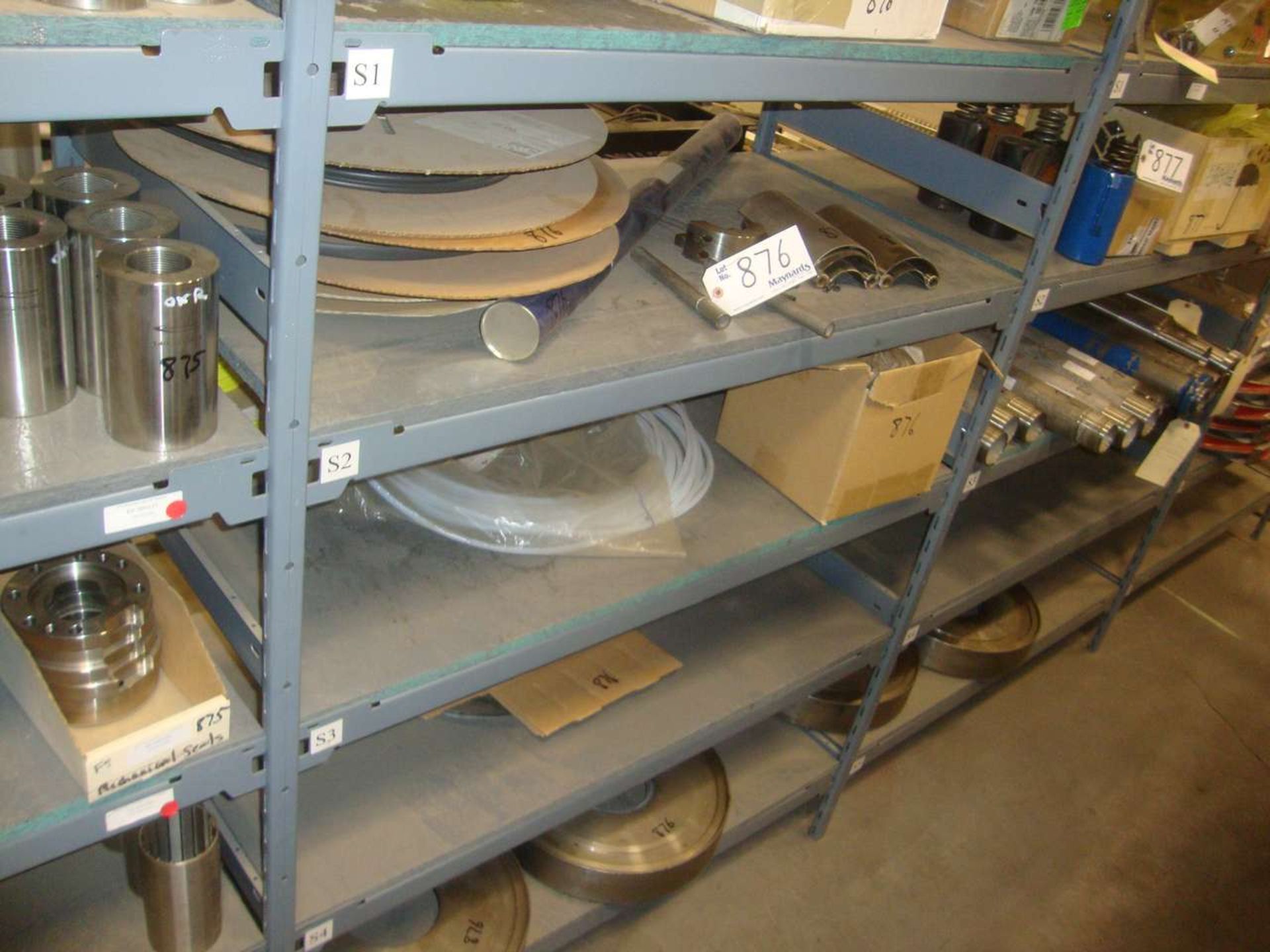 6 Shelves of new marked parts,