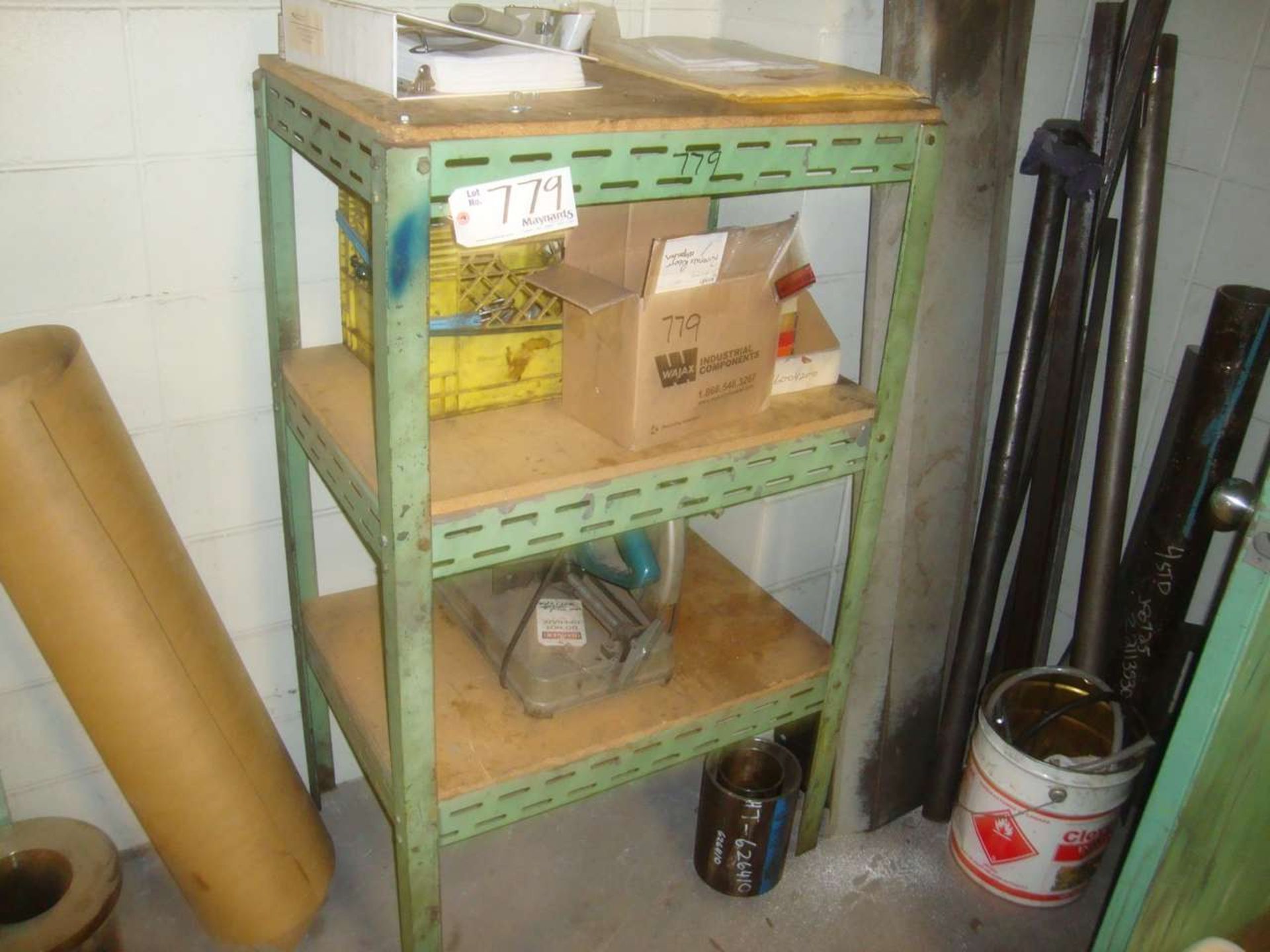 Shelf contents and steel in corner