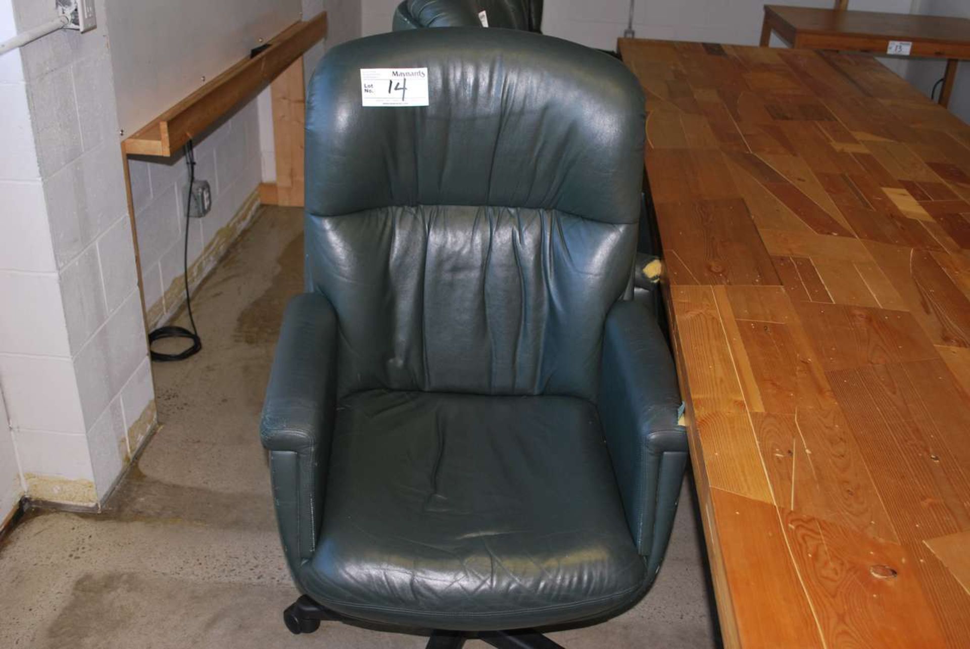 Green leather boardroom chair