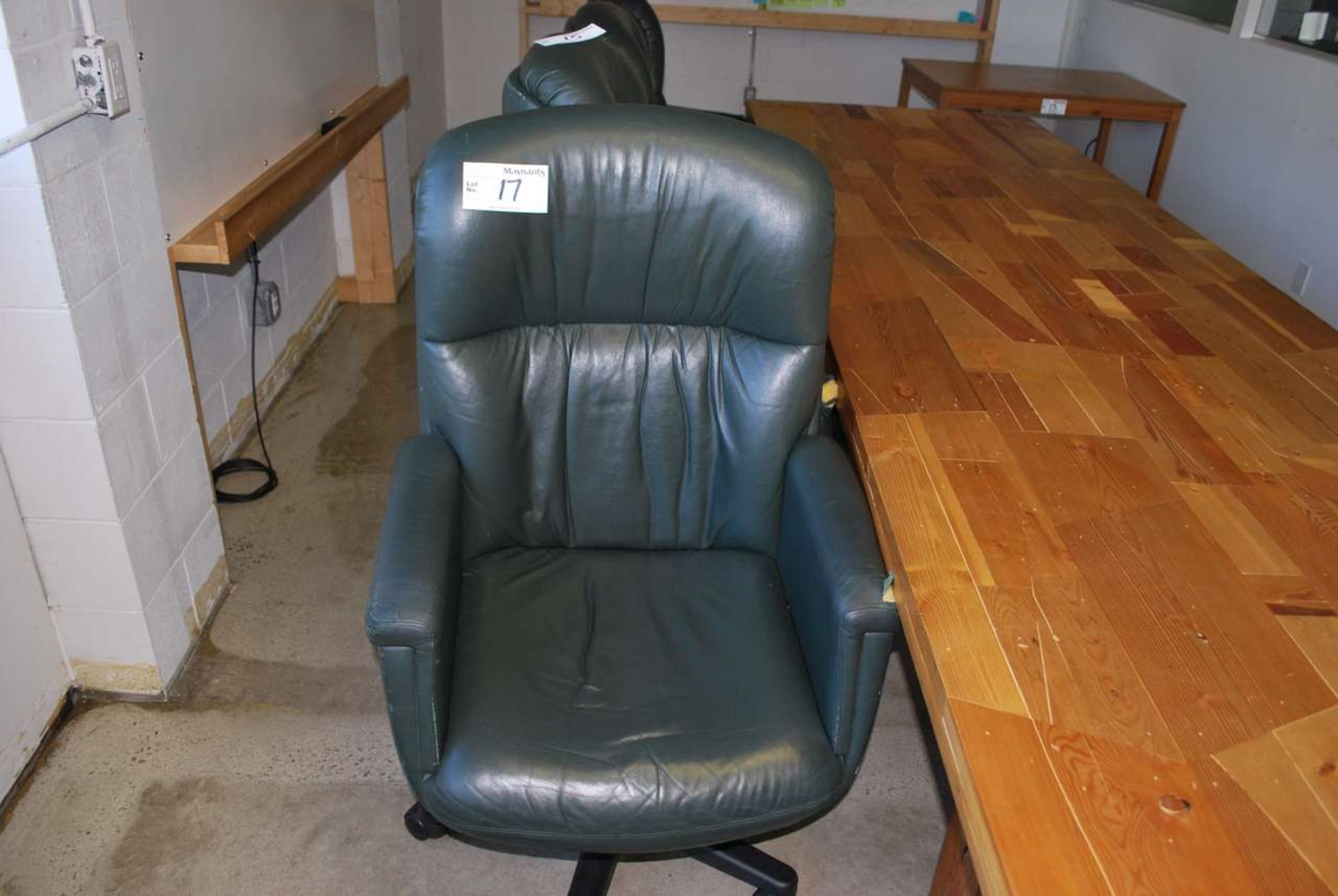Green leather boardroom chair