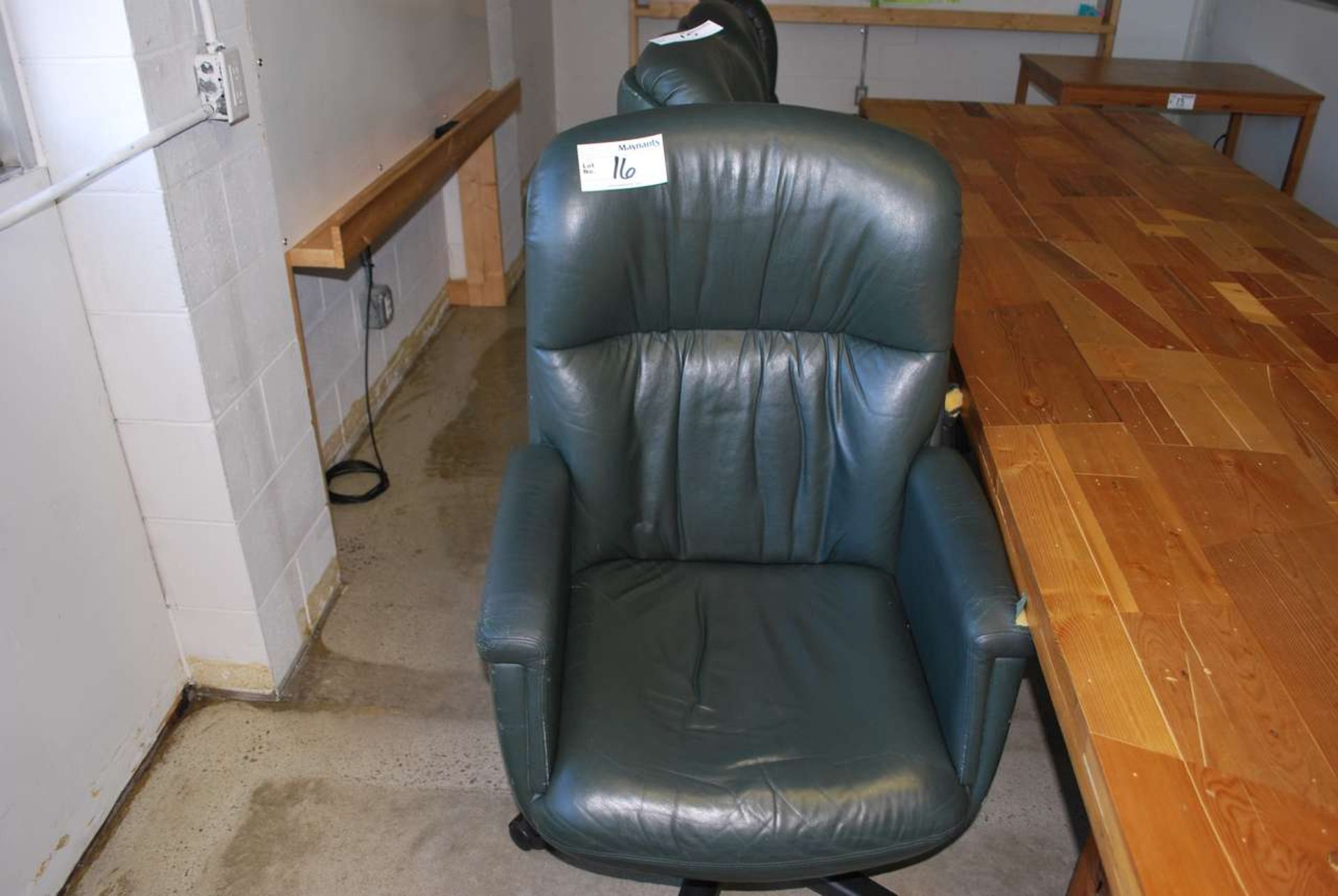 Green leather boardroom chair