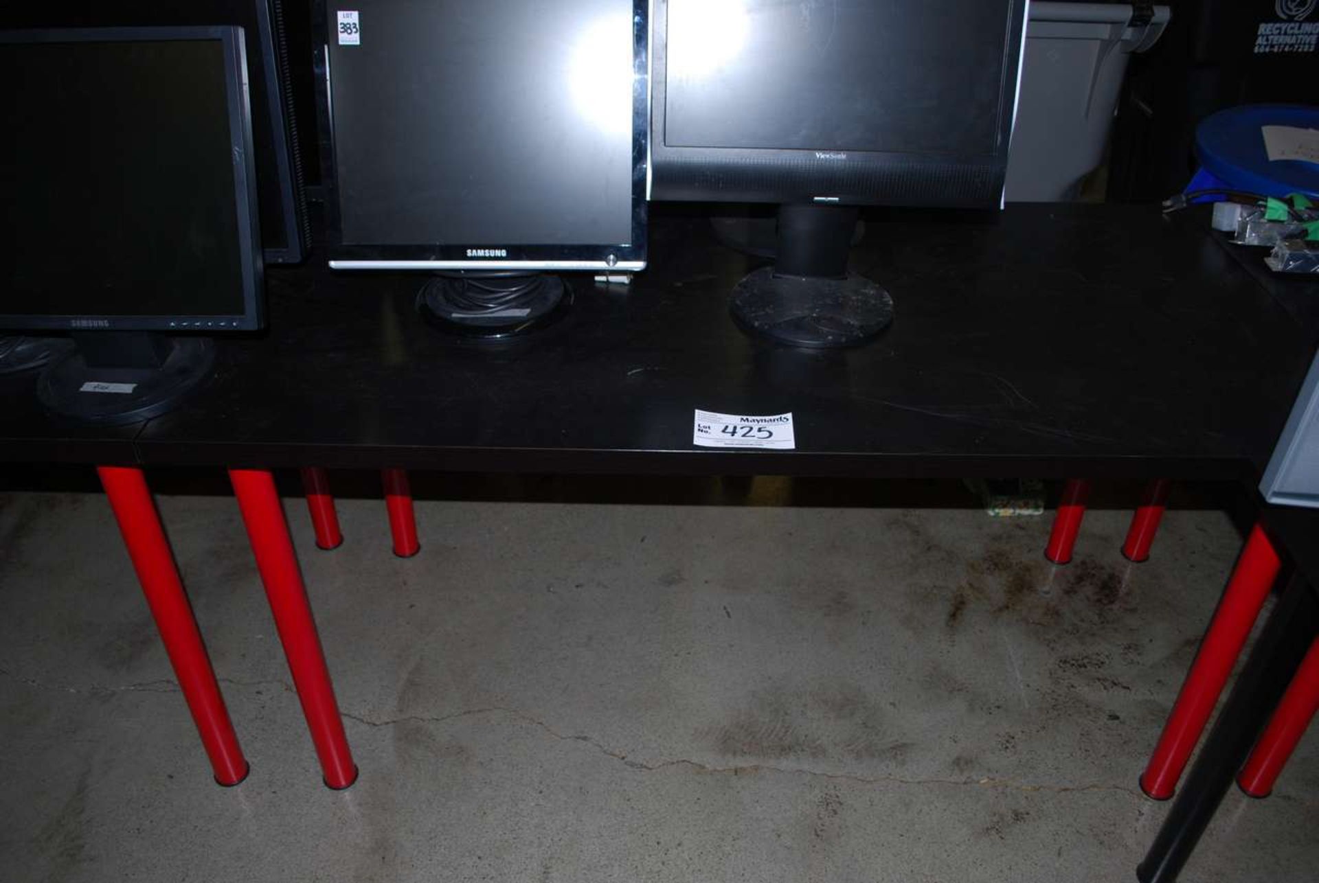 Ikea Black 5' table w/ black red legs