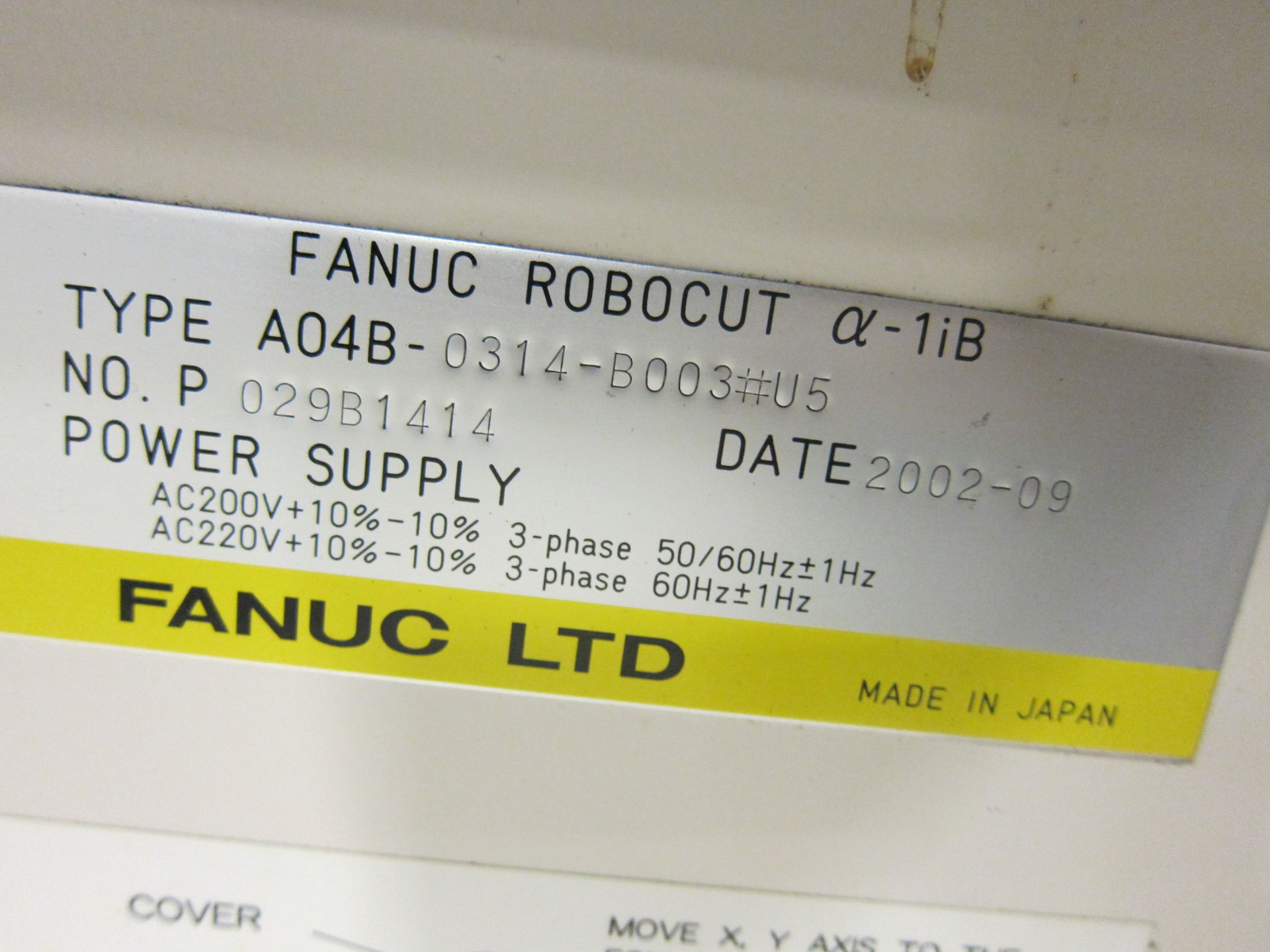 FANUC ROBOCUT A-1IB FANUC 180IS-W CONTROL, 22'' X 15'' X 12'' TRAVEL, AWT, SUBMERGED CUTTING, - Image 5 of 5