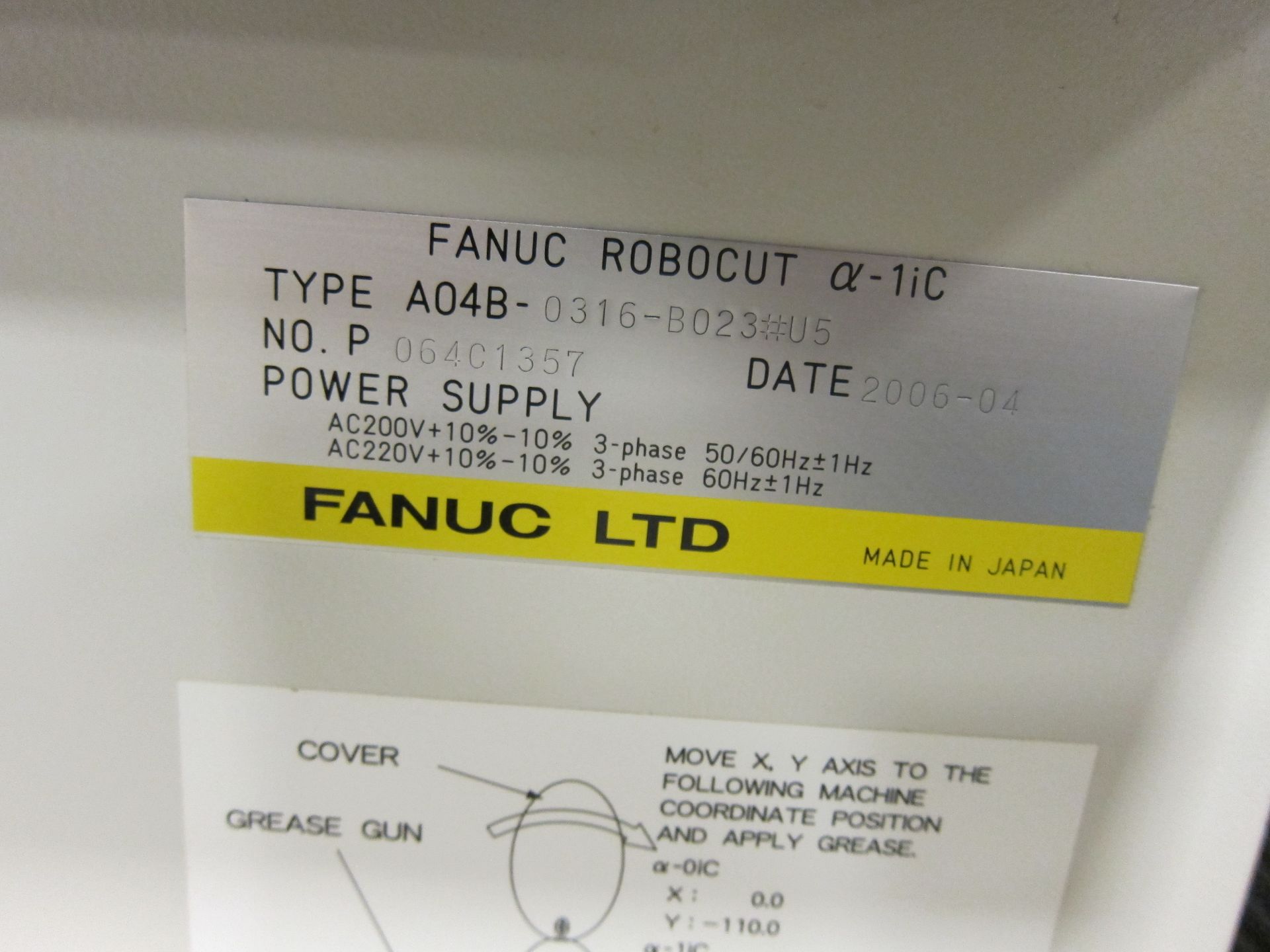 FANUC ROBOCUT A-1IC FANUC 180IS-W CONTROL, 22'' X 15'' X 12'' TRAVEL, AWT, SUBMERGED CUTTING, - Image 7 of 7