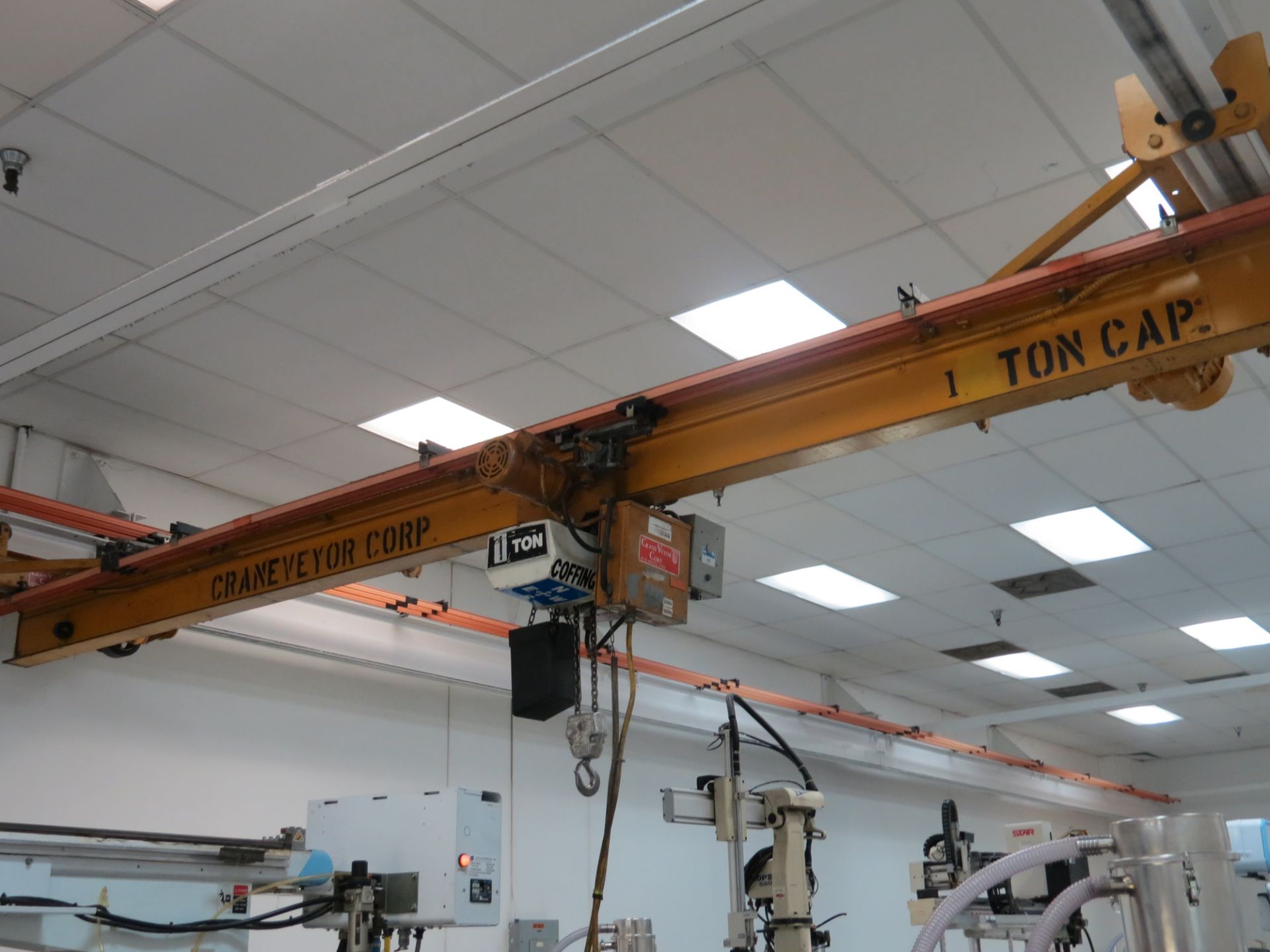 1 Ton cap. Crane Veyor Corp. Overhead Crane, w/2 ton Hoist, 13' Wide - Image 2 of 4