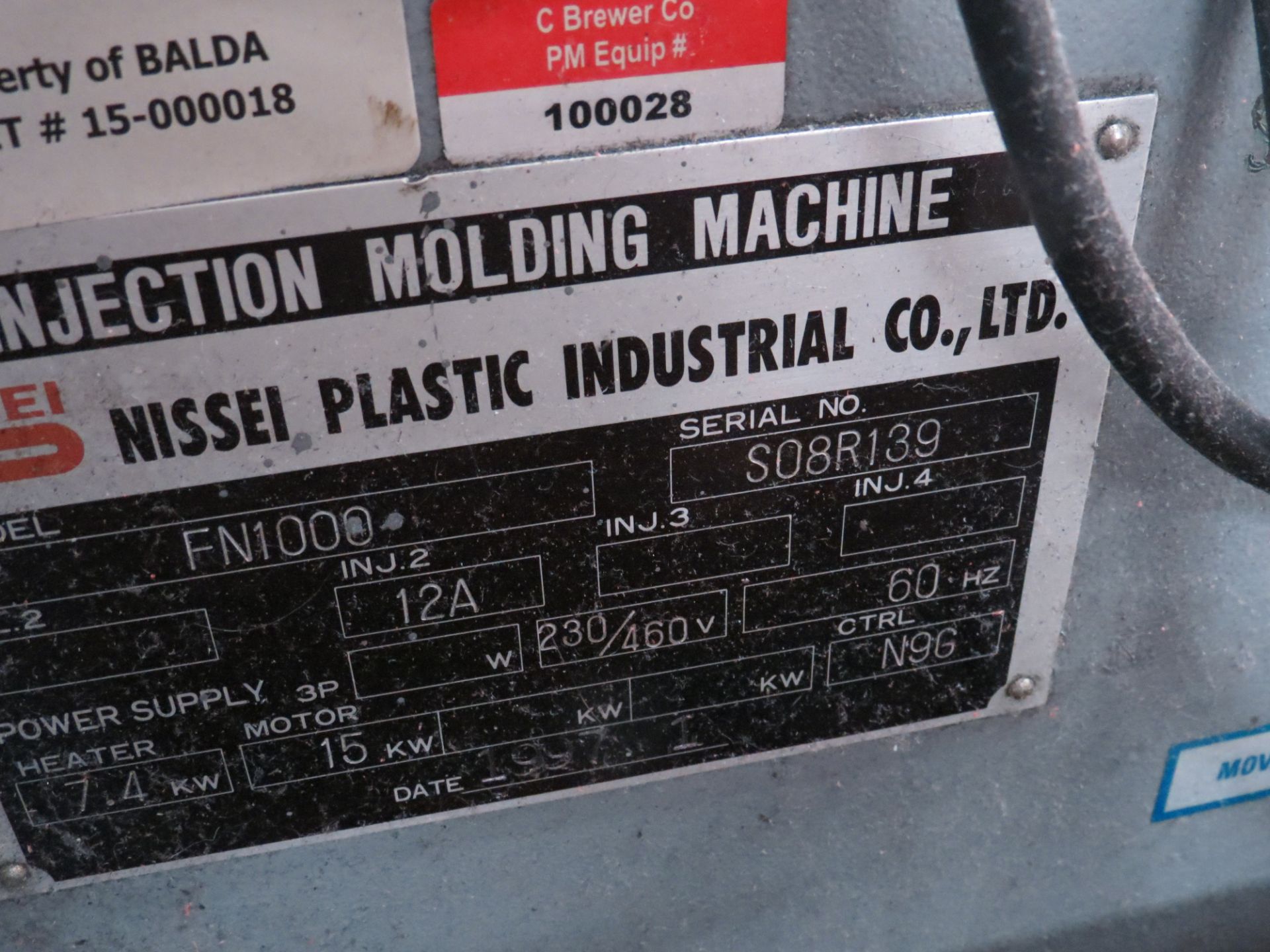 88 Ton Nissei Injection Molding Machine Mdl # FN1000-12A, NC9000 Control, S/N # SO8R139, 1997 - Image 7 of 7