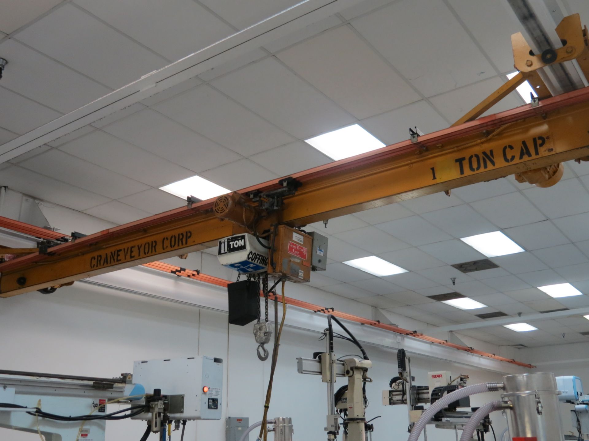 1 Ton cap. Crane Veyor Corp. Overhead Crane, w/2 ton Hoist, 13' Wide - Image 3 of 4