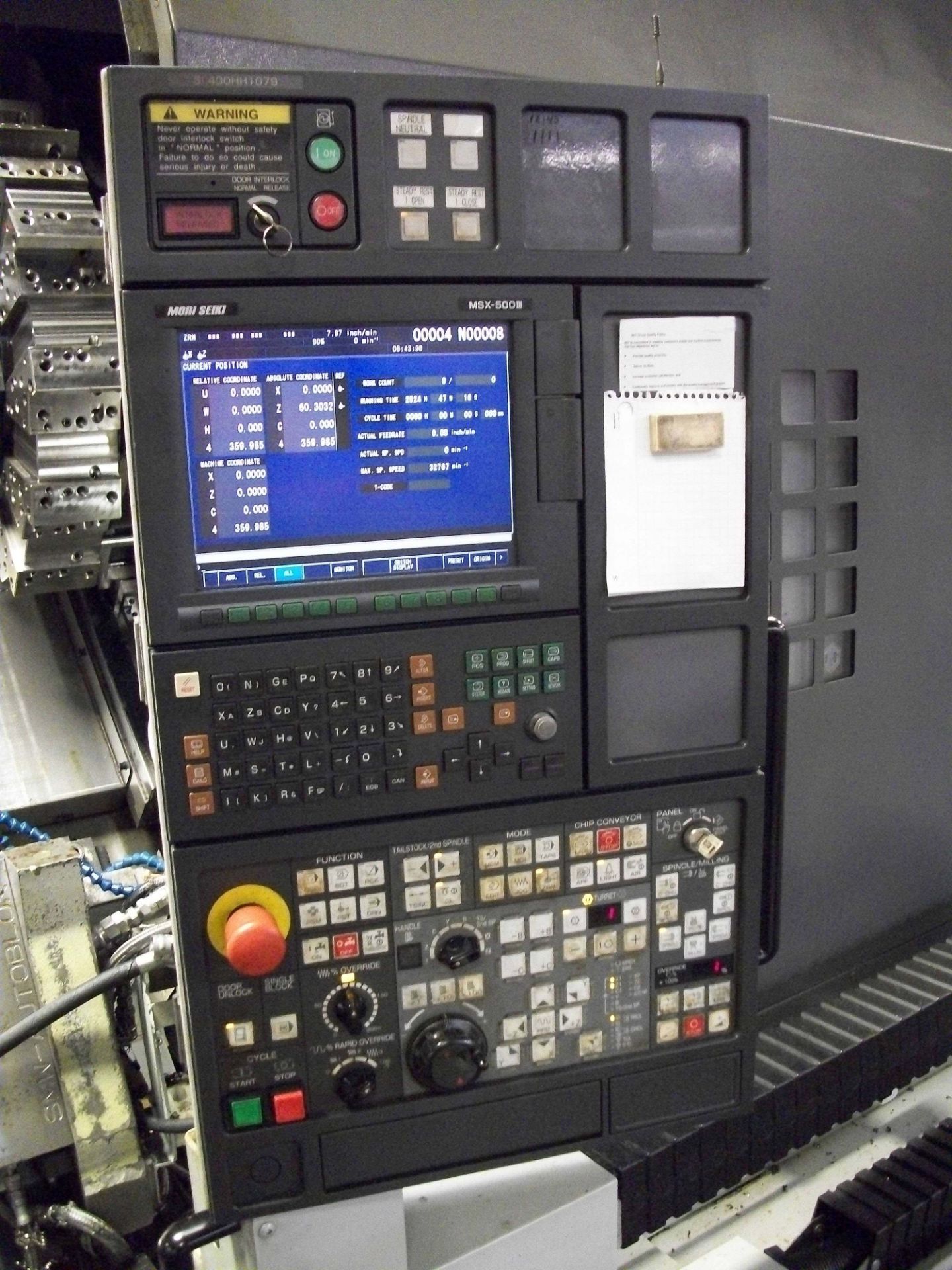 Mori Seiki SL 403BMC/2000 CNC Turning Center with Live Tooling, Mori Seiki MSX 500iii CNC Control - Image 5 of 14