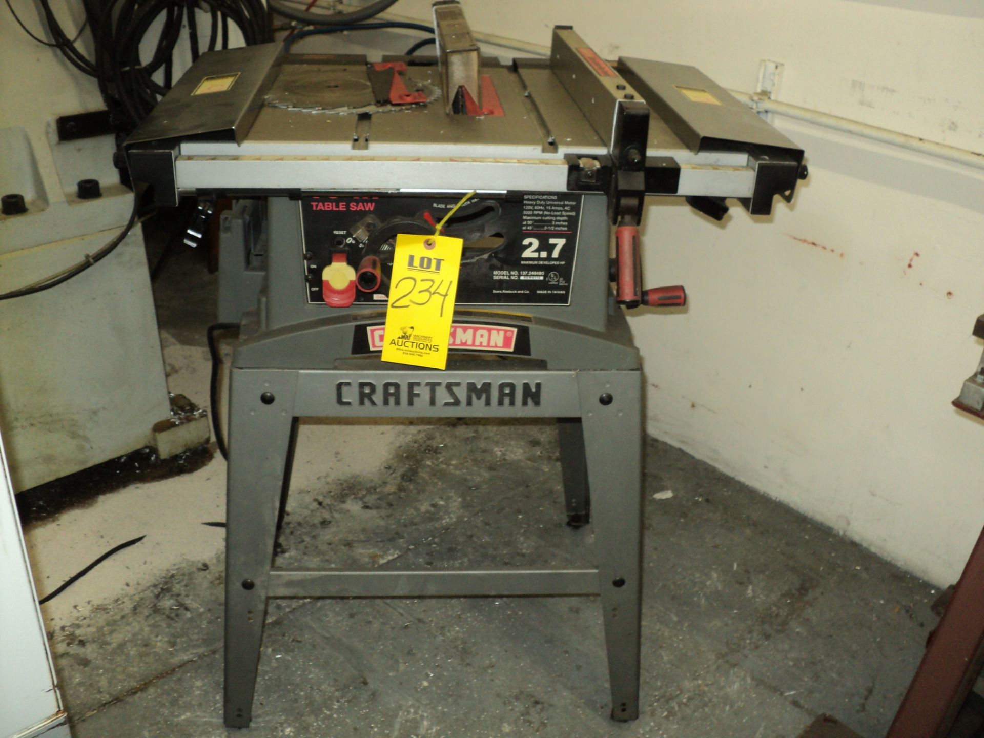 CRAFTSMAN TABLE SAW MODEL 137-248480 S/N: ROW4110