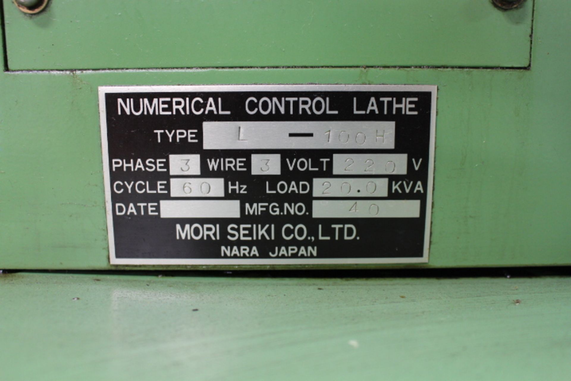 MORI SEIKI L-100H CNC MILL/TURNING CENTER, FANUC OT CNC CONTROL, S/N 40 - Image 9 of 9