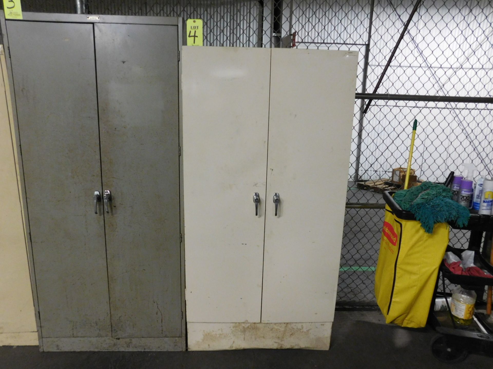 2 DOOR STORAGE CABINET, 3'X19"X6', 6 SHELVES, W/CONTENTS TO INCLUDE: HIGH VOLTAGE ELECTRIC PLUG