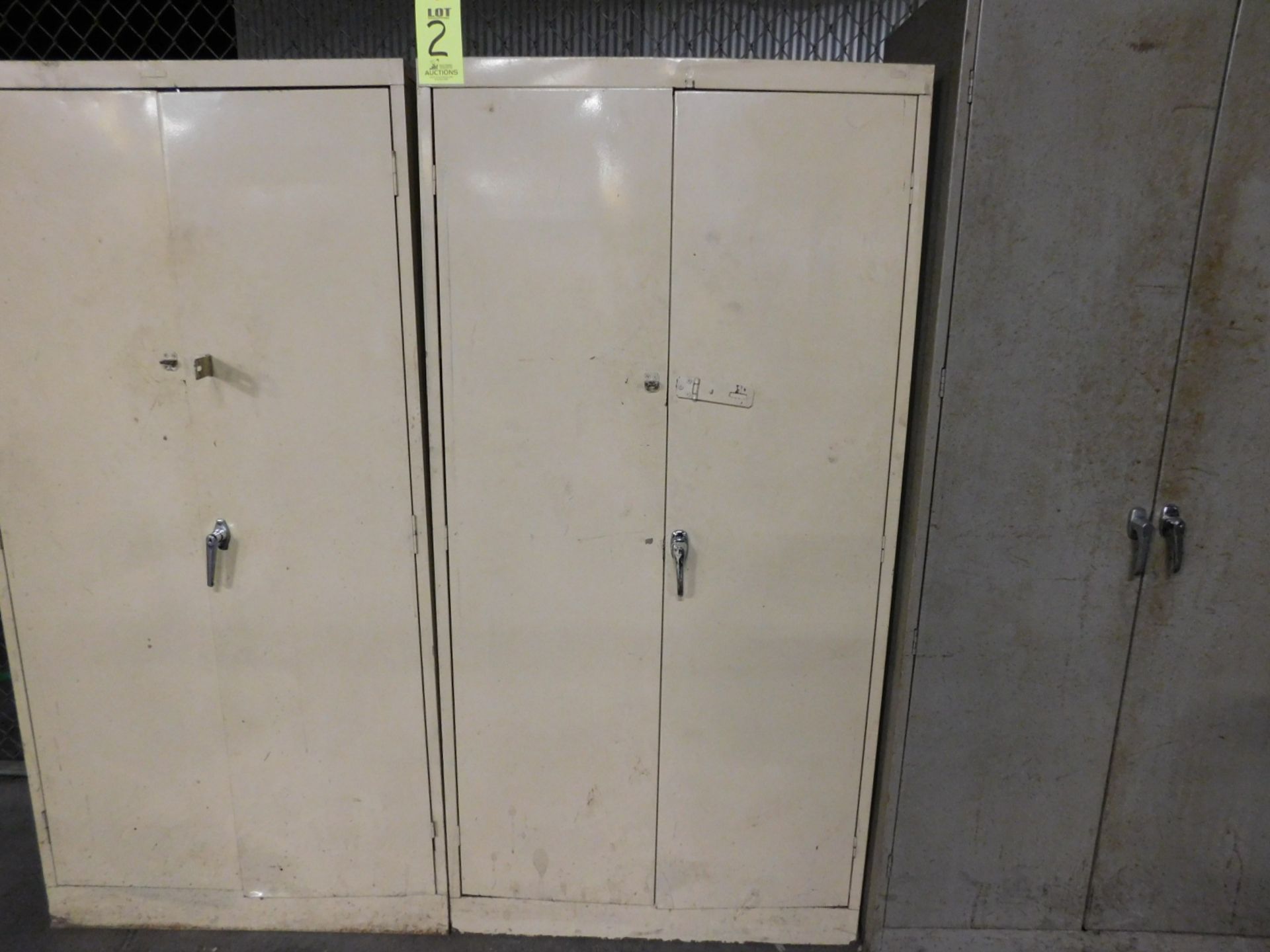 2 DOOR STORAGE CABINET, 3'X18"X6', 5 SHELVES, W/MISC. CONTENTS TO INCLUDE: ELECTRICAL OUTLET &