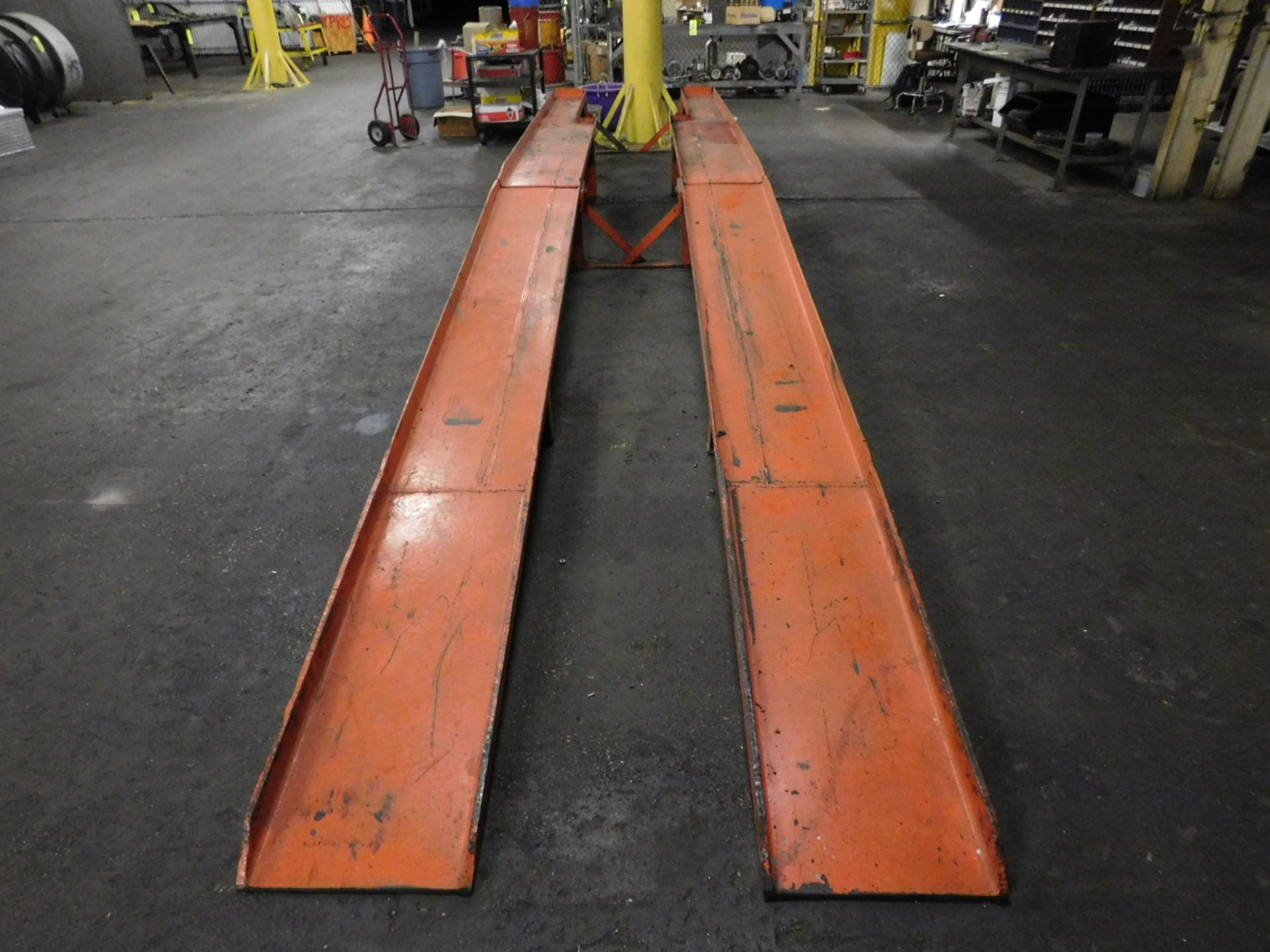 PAIR OF HEAVY DUTY TRUCK RAMPS, EA. RAMP IS 17" WIDE X 24' LONG AND DISASSEMBLES IN THE MIDDLE OF - Image 2 of 3