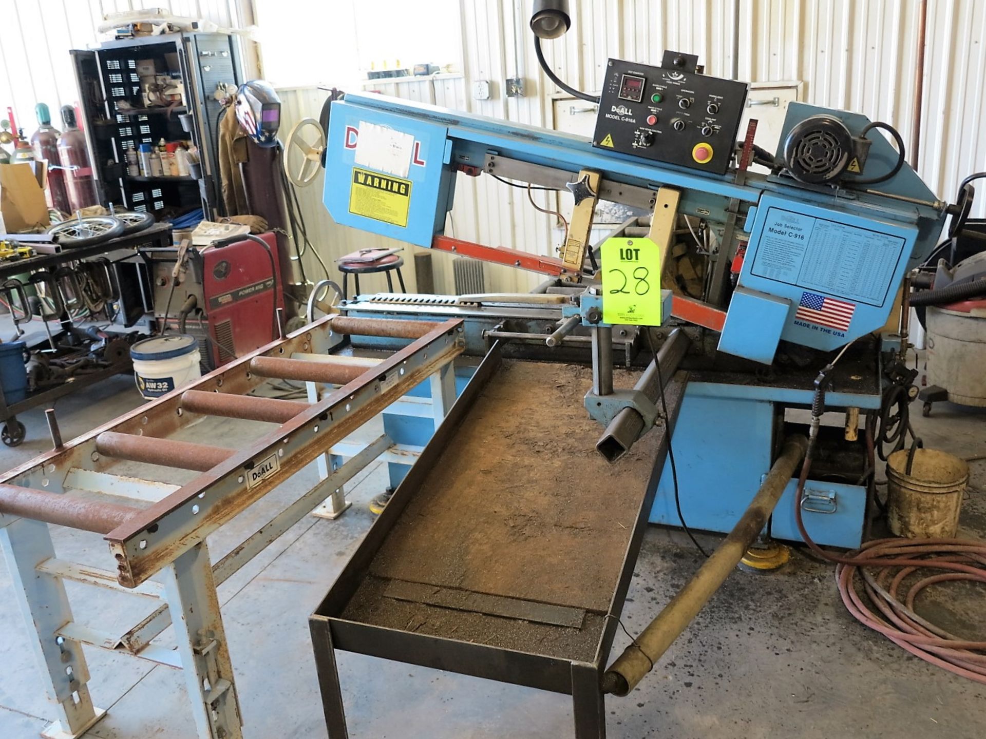 DOALL HORIZONTAL BANDSAW, MODEL C-916A W/ 2 ROLLER CONVEYOR, 17"X5", S/N 528-96162. LOADING PROVIDED - Image 2 of 3