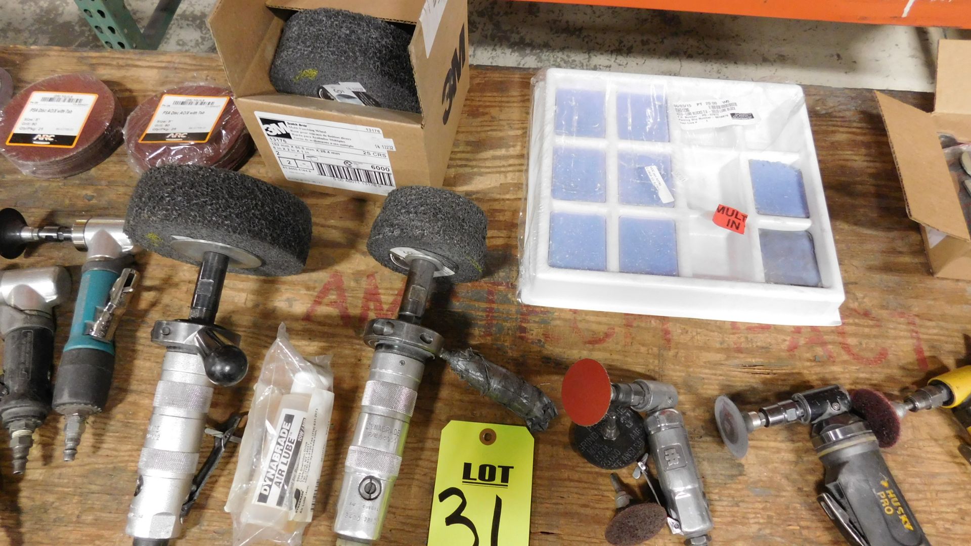 TABLE LOT OF PNEUMATIC GRINDING/FINISHING TOOLS & CONSUMABLES, W/ROLLING CART - Image 3 of 4