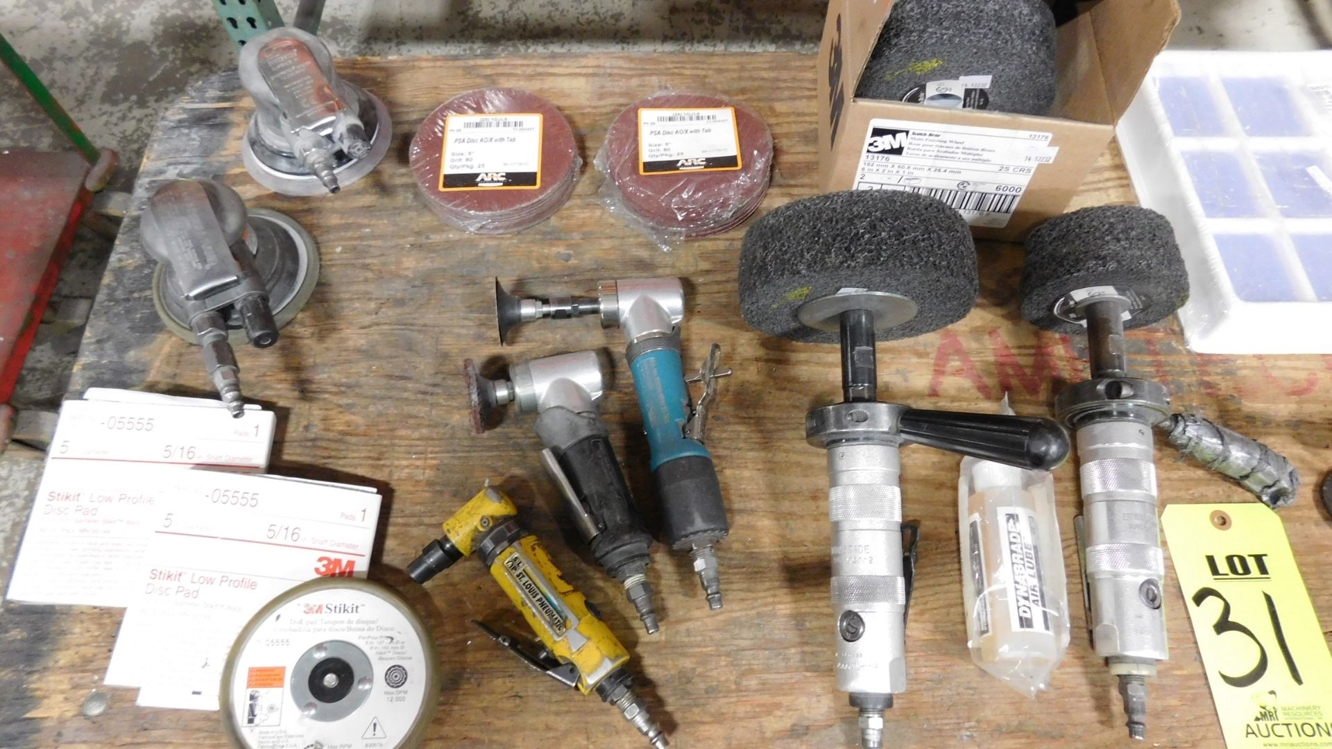 TABLE LOT OF PNEUMATIC GRINDING/FINISHING TOOLS & CONSUMABLES, W/ROLLING CART - Image 4 of 4