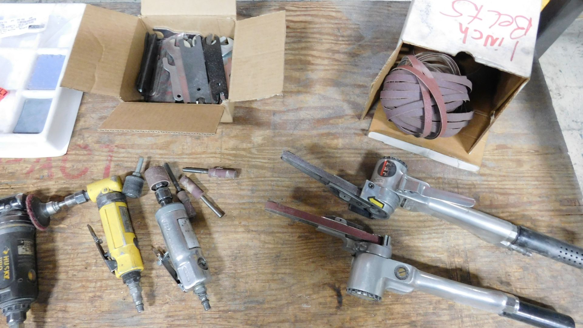 TABLE LOT OF PNEUMATIC GRINDING/FINISHING TOOLS & CONSUMABLES, W/ROLLING CART - Image 2 of 4