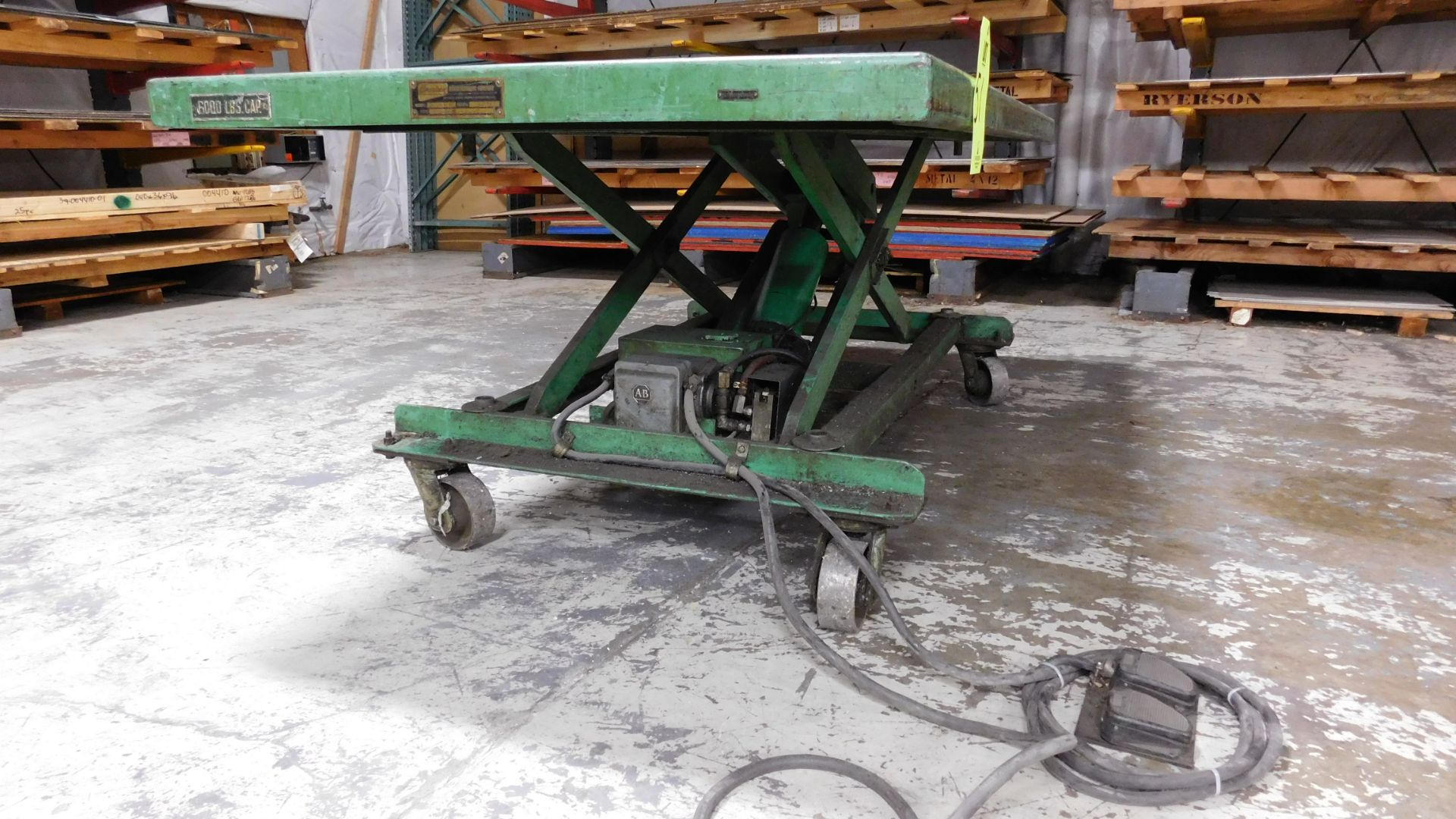 AMERICAN 6,000 LBS. CAPACITY ELECTRIC HYDRAULIC LIFT TABLE, 4' X 8', MODEL M-1202-5C, S/N 23975 - Image 2 of 2