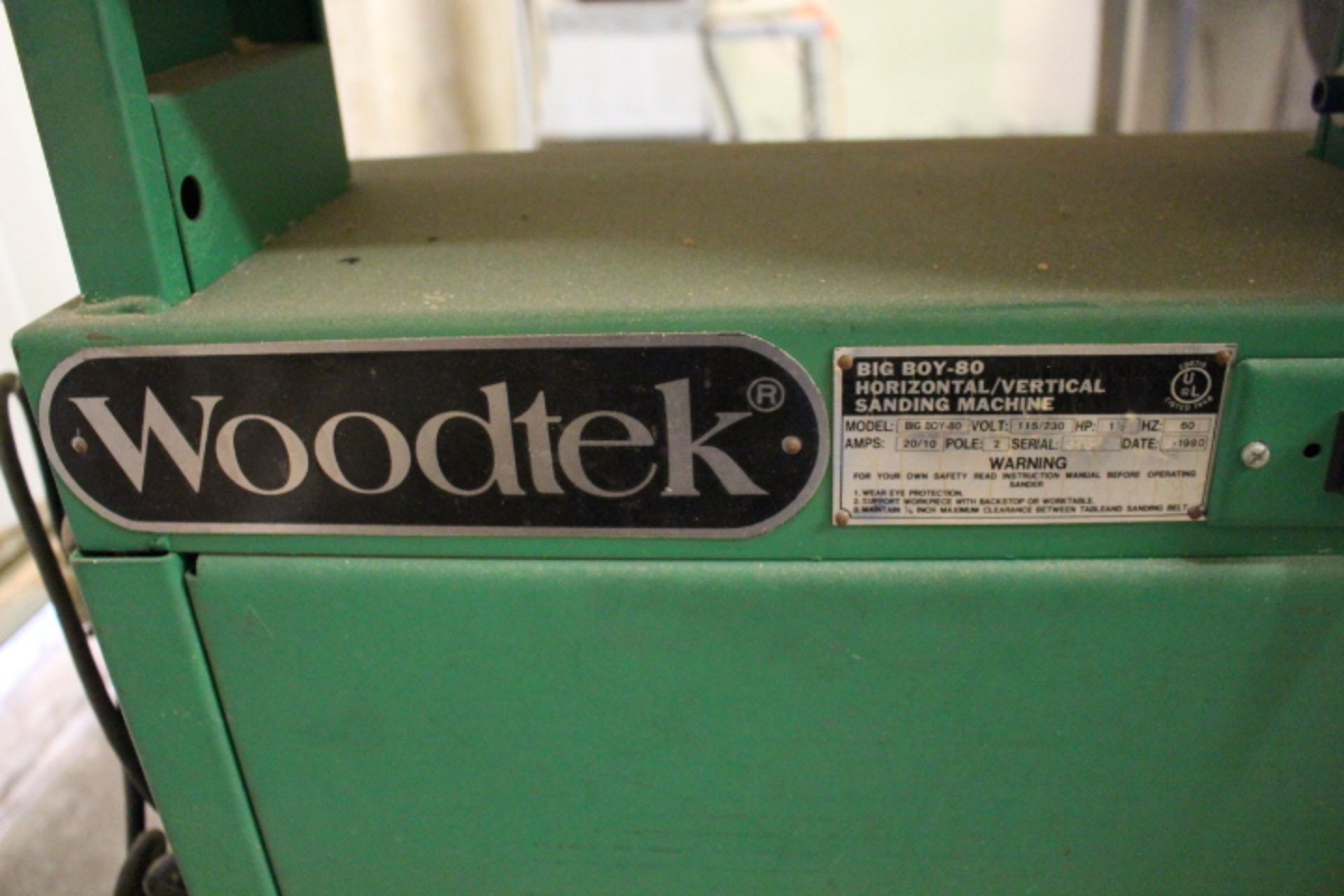 BIG BOX-80 HORIZONTAL & VERTICAL WOOD TEK SANDING MACHINE, S/N 3757, 1158 VOCT., 1 1/2 H.P. - Image 3 of 3